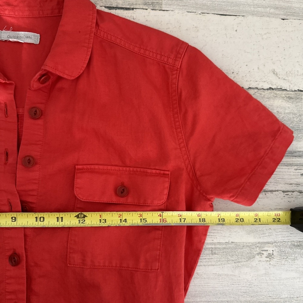 Outerknown S.E.A. Suit Shortall Utility Romper Coral Red Cotton Linen - S - Picture 6 of 9
